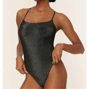 ▪️Andie Swimwear The Fiji One Piece Women's Black Ribbed Glitter (RARE)